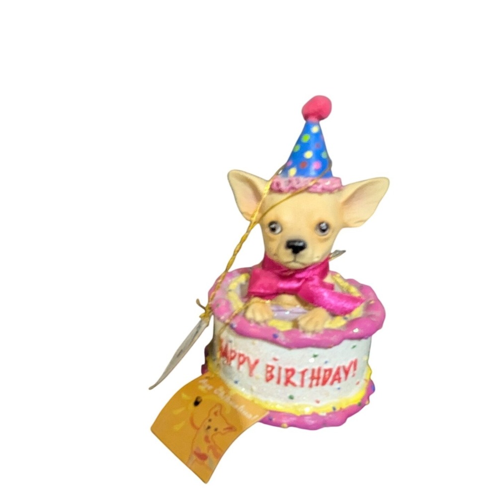 Westland Giftware Aye Chihuahua Birthday Cake Figurine 13326 Tan Dog 2005